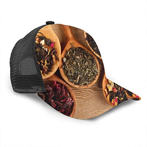 ZANSENG Gorra de béisbol Hombres Mujeres, Surtido Cucharas de té seco en Madera Ajustable Trucker Mesh Summer Vented Baseball Sun Cap Sombrero Sombrero de Golf