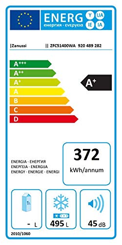 Zanussi ZFU19400WA Congelador Vertical, Capacidad 190 Litros, Electrónico, Puerta Arqueada y Reversible, Alarma Acústica y Luminosa, Blanco, Clase A+