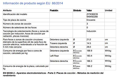 Zanussi ZIT6360CB Placa inducción, Biselada, Extraplana 3 zonas, Zona Doble de 28 cm, Calentamiento rápido, Control táctil, Sin Marco, Negro, 60 cm