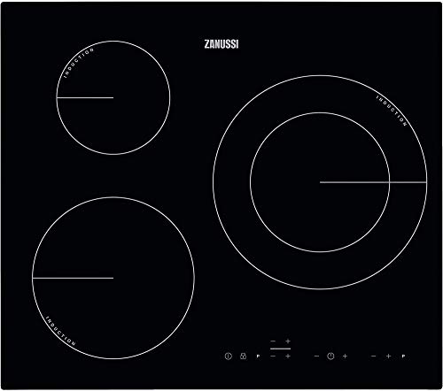 Zanussi ZIT6360CB Placa inducción, Biselada, Extraplana 3 zonas, Zona Doble de 28 cm, Calentamiento rápido, Control táctil, Sin Marco, Negro, 60 cm