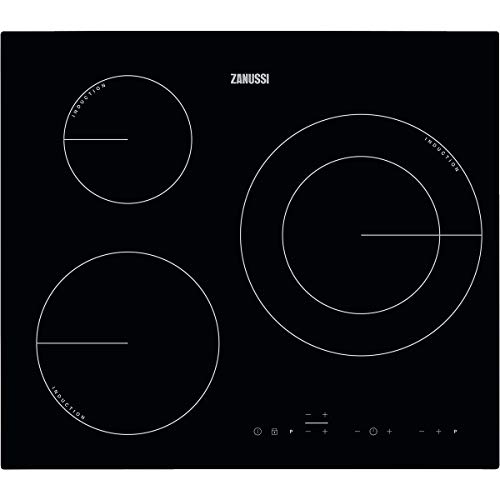 Zanussi ZIT6360CB Placa inducción, Biselada, Extraplana 3 zonas, Zona Triple de 32 cm, Calentamiento rápido, Control táctil, Sin Marco, Negro, 60 cm