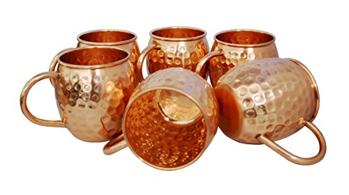 Zap Impex ® Puro Cobre Moscow Mule Barril Taza, sin Revestimiento, gehämmerten Cobre, Ideal para Todos los gekühlten Tipos blendend Entretener y Bar o en casa, Grandes Bar Set de Regalo de 6