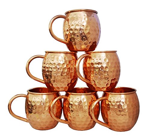 Zap Impex ® Puro Cobre Moscow Mule Barril Taza, sin Revestimiento, gehämmerten Cobre, Ideal para Todos los gekühlten Tipos blendend Entretener y Bar o en casa, Grandes Bar Set de Regalo de 6