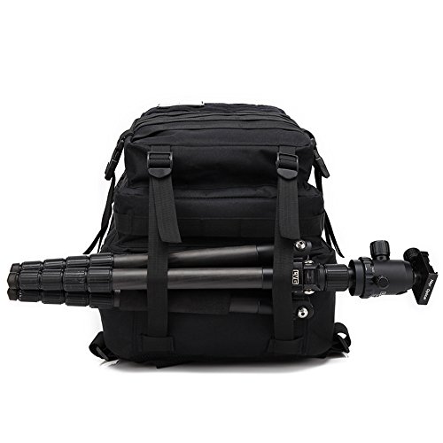 ZEHNHASE Mochila Táctica Impermeable 45L Gran Capacidad Nylon 600D Múltiples Bolsillos para Senderismo Acampada, Montañismo, Caza, Aire Libre Ciclismo y más (Negro)