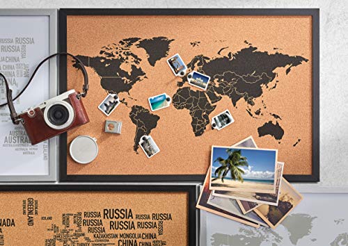 Zeller 11570 Pin Bord World Letters, Corcho, Negro, 60 x 40 x 2 cm