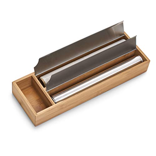 Zeller 25315 - Dispensador de Papel de Aluminio y de plástico de Cocina (bambú y Acero Inoxidable, 39,5 x 13 x 5,4 cm)