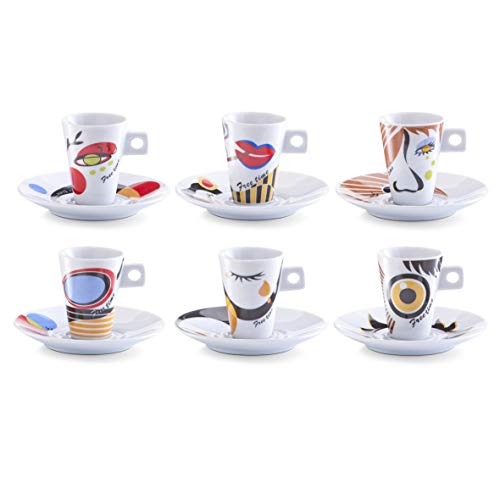 Zeller 26505 Servicio de Café Expreso, Porcelana, Multicolor, 30x15x8 cm, 12 Unidades