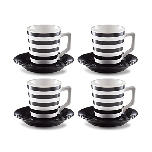 Zeller 26561 Juego de café, Loza, Negro/Blanco, 35.79 X 20.39 X 8.30 cm, 8 Unidades