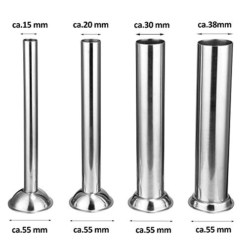 Zelsius - Embutidora Profesional manual de salchichas I Acero inoxidable I Cuatro tubos de llenado diferentes I Máquina con caja de cambios de 2 velocidades I Válvula de ventilación I 7 litros