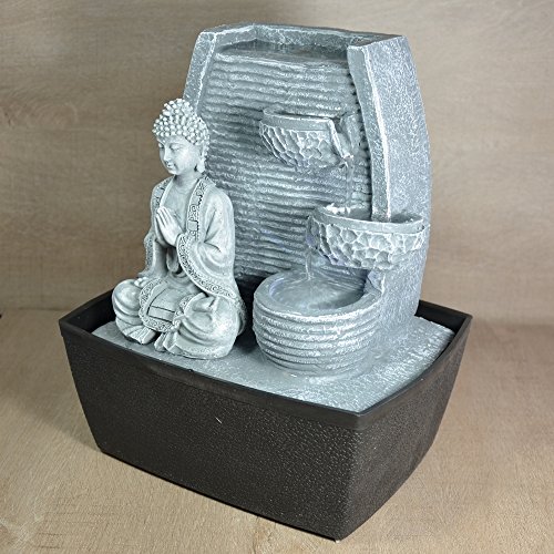 Zen'Light Fontaine d'Intérieur Mur Bouddha Méditation, Plateado, 20 x 15 x 24 cm