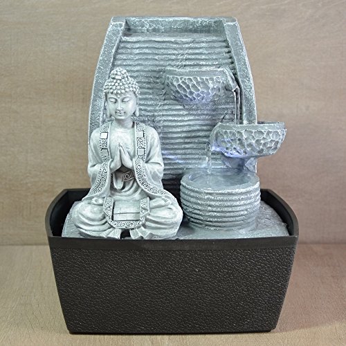 Zen'Light Fontaine d'Intérieur Mur Bouddha Méditation, Plateado, 20 x 15 x 24 cm