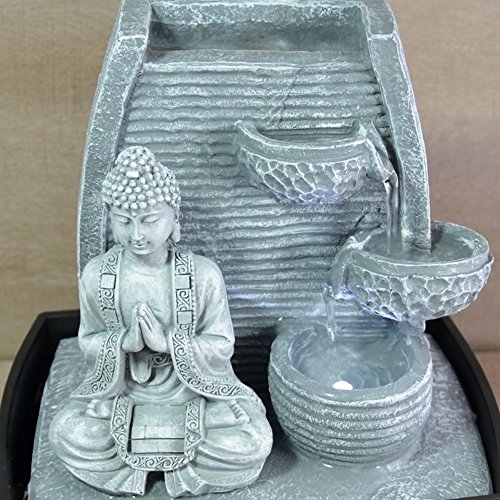 Zen'Light Fontaine d'Intérieur Mur Bouddha Méditation, Plateado, 20 x 15 x 24 cm