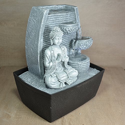 Zen'Light Fontaine d'Intérieur Mur Bouddha Méditation, Plateado, 20 x 15 x 24 cm