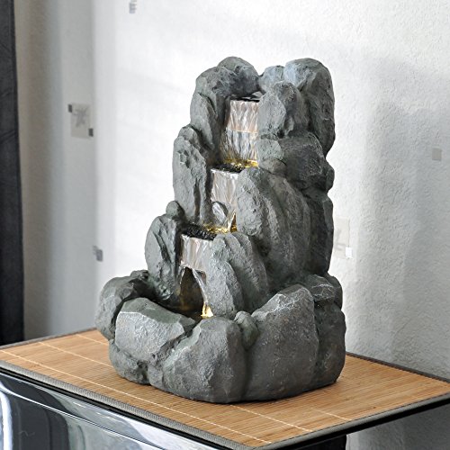 Zen'Light Rocky Fuente de Interior, Resina, Gris, 24 x 21 x 34 cm