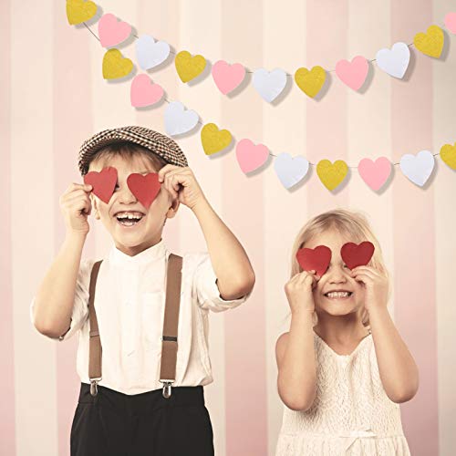 ZERHOK 3pcs Pancartas de Corazones Guirnaldas de Papel de Corazón Banner Colgante de San Valentín Despedida de Soltera Decoración de la Habitación Aniversario Boda