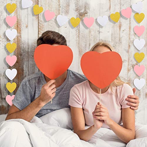 ZERHOK 3pcs Pancartas de Corazones Guirnaldas de Papel de Corazón Banner Colgante de San Valentín Despedida de Soltera Decoración de la Habitación Aniversario Boda