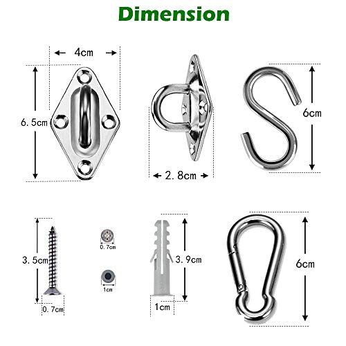 ZFYQ Kit de Montaje para Toldo, 42 Piezas Kit de Hardware de Acero Inoxidable para instalación de Toldo Vela de Sombra Rectangular y Triangular