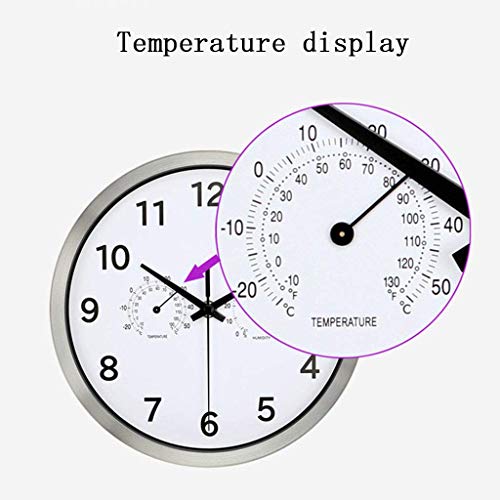 ZHAS Horloge murale d'intérieur Avec thermomètre et hygromètre - Horloge murale décorative - Horloge murale européenne créative - Horloge électronique - Côté Argent (10 pouces) 0