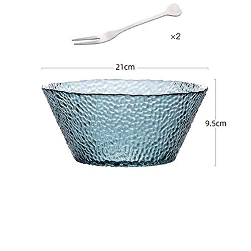 Zixin Ensalada de Vidrio tazón Grande tazón for Servir Ensalada de Frutas, postres, Cereales y Sopa con Dos Postre Tenedor 54 Oz (Color: C) (Color : C)