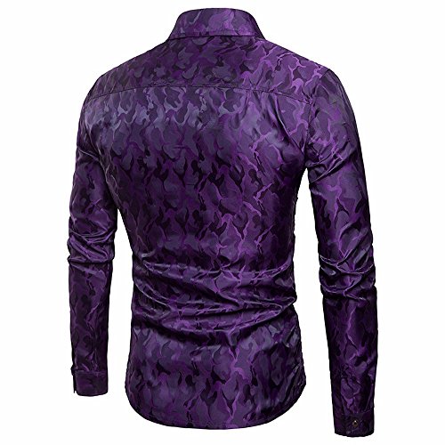 ZODOF Camise Hombre Manga Larga Originales Estampado de Flores Streetwear Casual Slim Fit Blusa Negocio Tops Camisa de Hombre