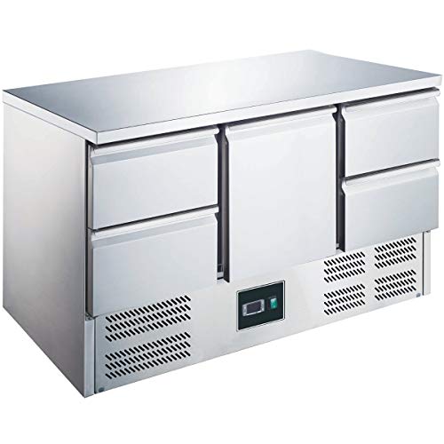 Zorro – kühltisch ZS 903 4d – 1 puerta – 4 cajones – Gastro Salad Irisette con superficie de trabajo – R600 A – Termostato digital