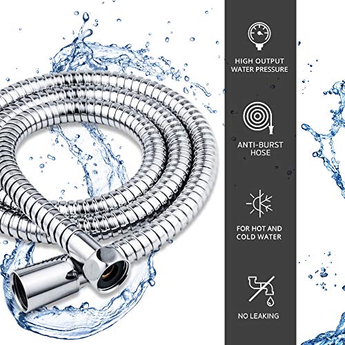 ZOTTI - Manguera de ducha de repuesto de acero inoxidable, 1.5 m metro, 2 arandelas incluidas, acabado cromado, ajuste estándar universal de 1/2 pulgadas, resistencia a la alta presión