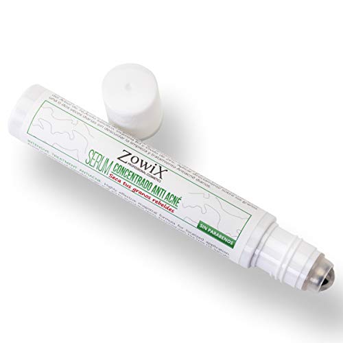 ZOWIX. Serum Concentrado antiacne. Elimina el acné facial. Envase Roll on super práctico. Eficaz en granos, espinillas y puntos negros. 25ml