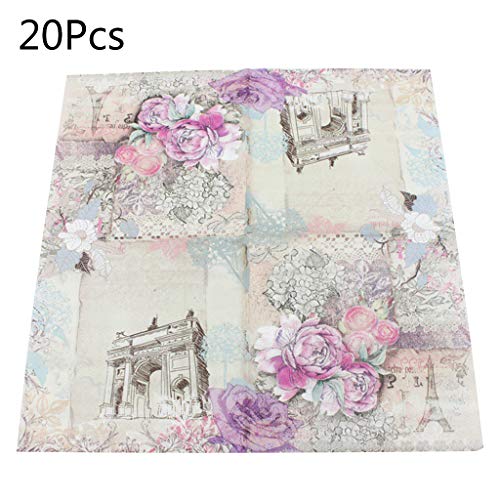 ZUIMEI 20 servilletas de papel desechables con diseño de flores