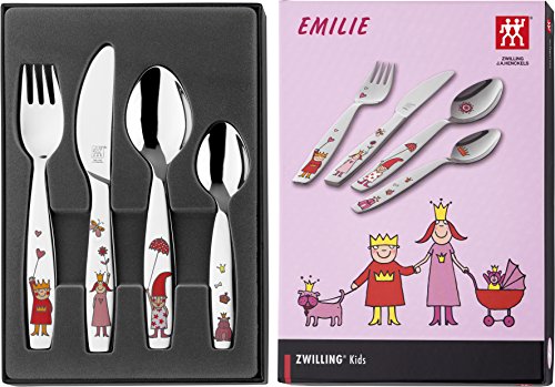 Zwilling Princess Emilie - Juego cubertería Infantil 4 Piezas con Esmalte, en Acero Inoxidable 18/10