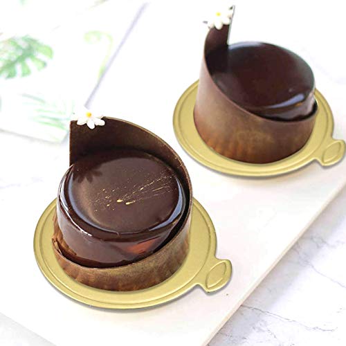 ZXT 100PCS Tableros De La Torta De Mousse,Mini Torta De Oro Desechable Bandeja de Visualización de Postres,Mini Bases de cartón para Tartas,Base de Pastel Base de Postre para Cumpleaños de Boda (8x8)