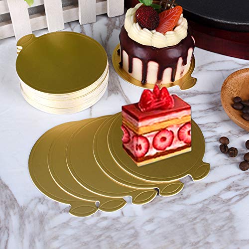 ZXT 100PCS Tableros De La Torta De Mousse,Mini Torta De Oro Desechable Bandeja de Visualización de Postres,Mini Bases de cartón para Tartas,Base de Pastel Base de Postre para Cumpleaños de Boda (8x8)