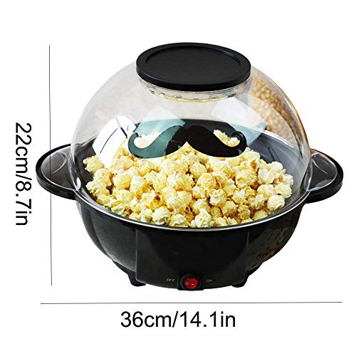 ZXvbyuff Fabricante de las palomitas, palomitas 850W Fast Machine, aire caliente palomitas de maíz con la boca ancha de diseño, sin aceite, chocolate caramelizado, la salud, Fácil de Limpiar Interesan