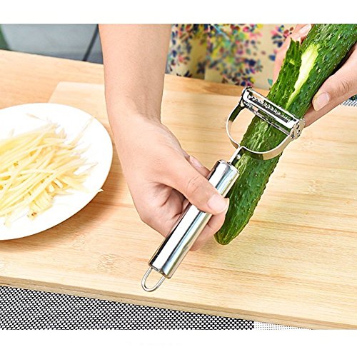 ZZM Rebanador de peladoras Julienne y Vegetales Dual Ultra Sharp de Acero Inoxidable - Herramienta increíble para Hacer deliciosas ensaladas y Fideos de Verduras