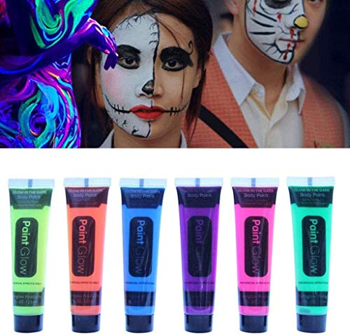 - 6pcs Body Art Pintura pigmento fluorescente de neón Festival Fiesta de Halloween cosplay DOISLL