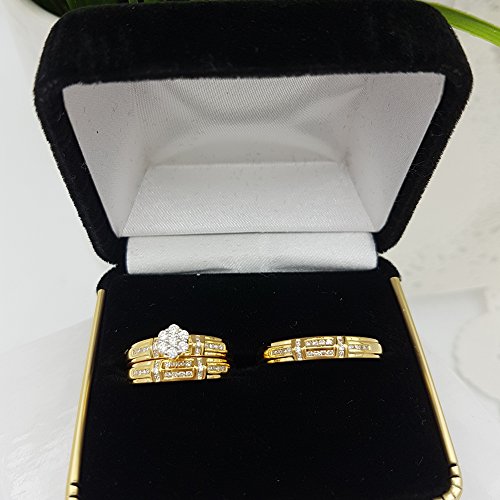 0,50 Carat (quilate) 18 K amarillo oro blanco diamante hombres y mujeres del anillo de compromiso trío de novia SET 1/2 CT