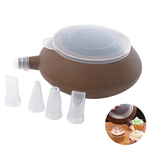 1 Conjunto de Silicona para Hornear macarrón Conjunto de Tubos Mollete tuberías Pot Kit con 4 extremidades Que adorna la Herramienta de la Torta de la Boquilla (café)