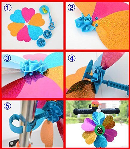 1 lot (5) enfants Bike Accessoires Scooter Guidon de transport coloré serpentins Pompon de vélo Grips Sparkle Tassel ruban Fleur Pinwheel Roue Décoration étoiles Spoke Perles/vélo Bell/petit Miroir