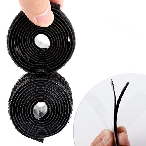 1 metro Cinta pega pega adhesiva Cinta adhesiva para coser Tejidos Cortinas Manteles Cierres Bolso Cremalleras Botones (Negro ancho 25mm)