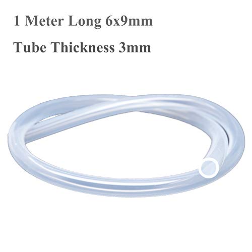 1 Metros Tubo Silicona 6 mm Diámetro Interior x 9 mm Diámetro Exterior, Manguera de Silicona Flexible, Grado Alimenticio de Silicona Transparente, para Hacer Cables Cables Cables de Plomo