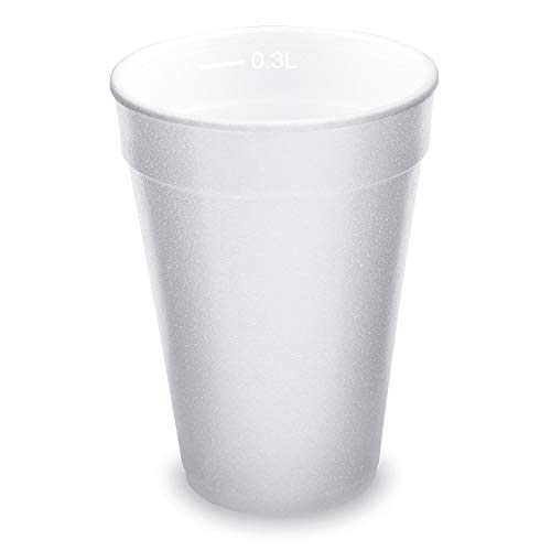 1 pack de vasos térmicos de poliestireno EPS 300 ml, 80 oz para vino caliente Punsch té Mercado de Navidad blanco, 60 unidades