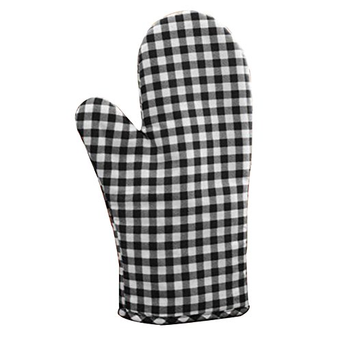 1 par de guantes de enrejado de algodón anti-escaldado cocina panadería de cocinar mitades de horno-negro