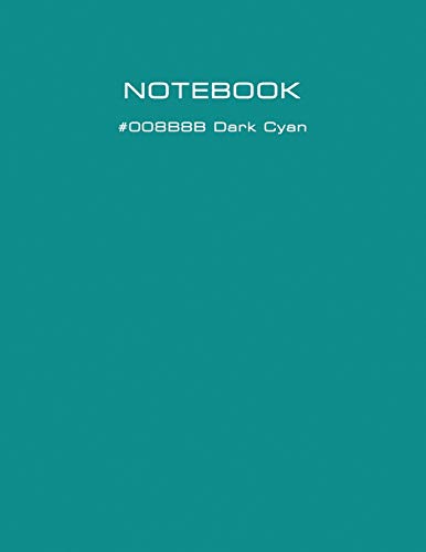 1 Subject College Ruled Notebooks with Design #008B8B Dark Cyan 8.5" x 11" 100 sheets - Quality Paper Minimal Style for Journal Diary Work or Travel