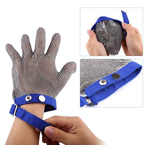 1 unids Guantes Resistentes a Cortes, 304 Cuchillo de Malla de Acero Inoxidable 5 Niveles de Protección Ambidiestro, para la Cocina Carnicero Guantes de Trabajo para el Proceso de Carne