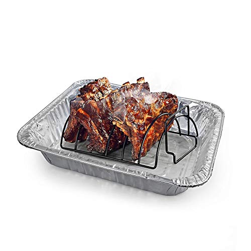 10 bandejas de aluminio desechables rectangulares grandes de 30,5cm x 25,4cm x 6,35cm para cocina, barbacoa, barbacoas, patatas de pollo de vaca turca en la cena familiar, amigos, cena, fiesta, boda