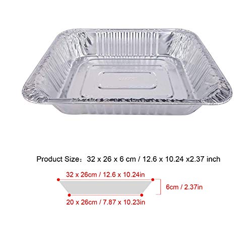 10 bandejas de aluminio desechables rectangulares grandes de 30,5cm x 25,4cm x 6,35cm para cocina, barbacoa, barbacoas, patatas de pollo de vaca turca en la cena familiar, amigos, cena, fiesta, boda