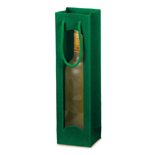 10 bolsas de transporte, envases de vino, paquete para botellas – Focus, verde, 100 x 85 x 360 mm