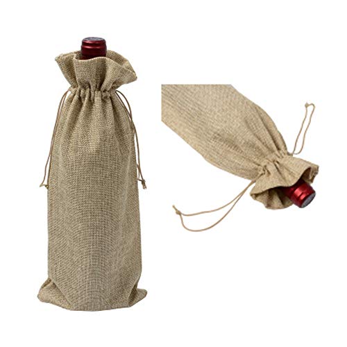 10 Bolsas de vino de arpillera, Bolsas de vino de yute Bolsas de vino de 35 x 15 cm Bolsas de vino para guardar regalos Bolsas de organización con bolsas de yute (marrón)