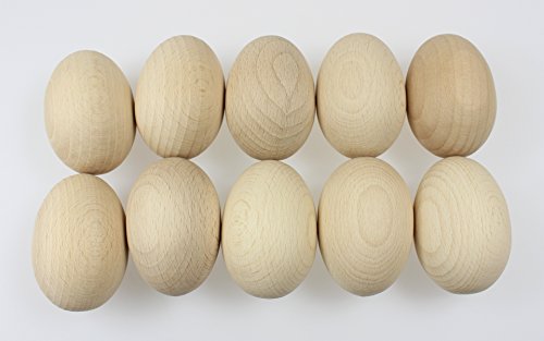 10 Huevos decoupage de madera con artesanías limpias y sólidas. Madera de haya para decorar. Tamaño de huevo - 60x40 mm -ideal para Pascua.