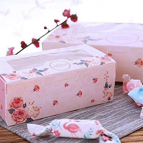 10 piezas de la caja de papel de papel del banquete de boda de la ventana con la caja de regalo rosado guirnalda de Rose Kraft Food Packaging Pastel de caramelo Galletas de la magdalena ( Color : L )