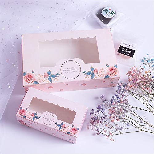 10 piezas de la caja de papel de papel del banquete de boda de la ventana con la caja de regalo rosado guirnalda de Rose Kraft Food Packaging Pastel de caramelo Galletas de la magdalena ( Color : L )